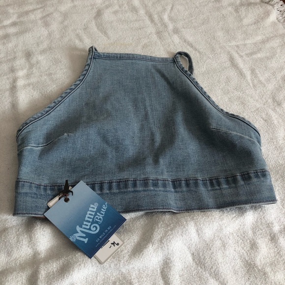 NEW Show Me Your Mumu Fawcett Denim Crop Top - Picture 3 of 9